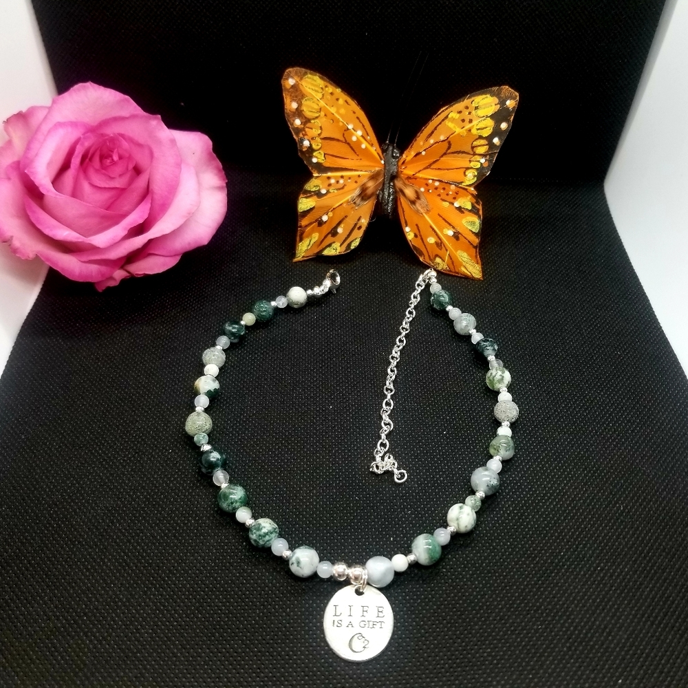 Agate natural stone necklace